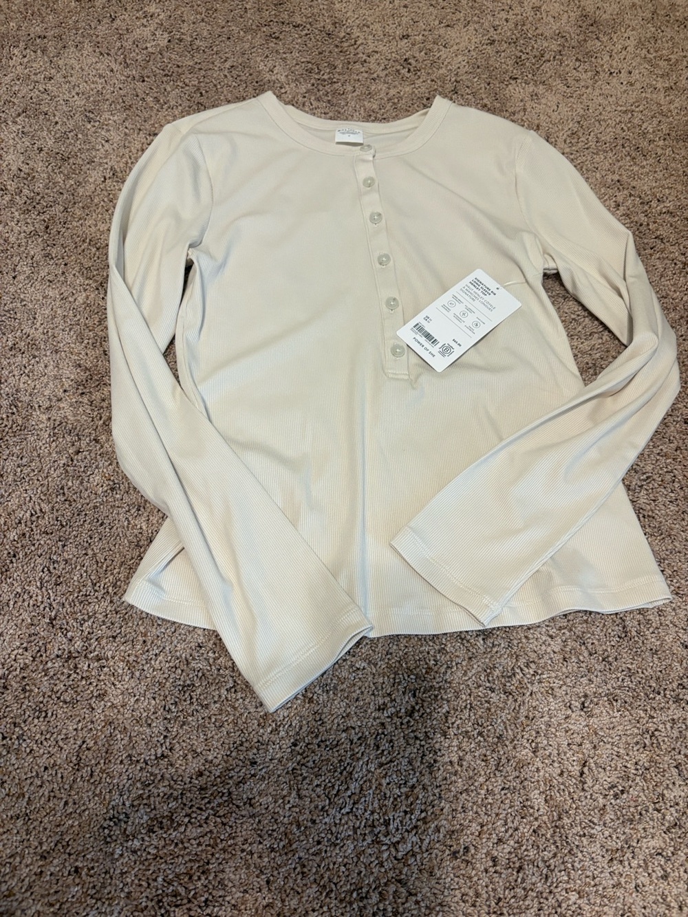 Athleta Cream Long-Sleeve Henley